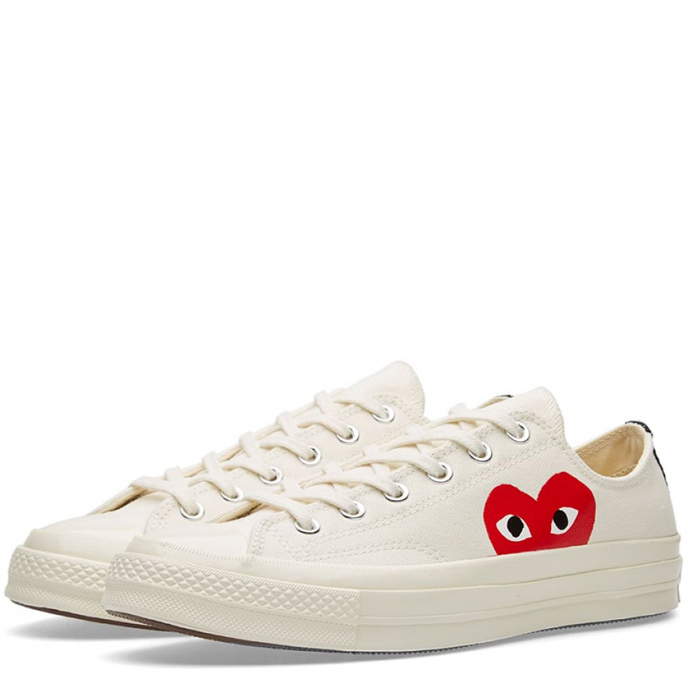 cdg play converse low white