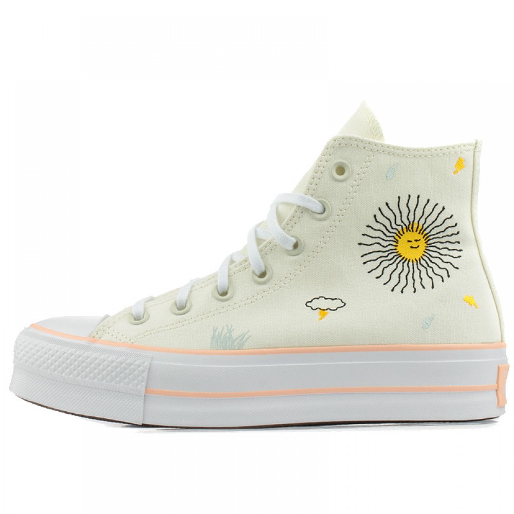 Converse Chuck Taylor All Star Lift hi sneakers with flower embroidery in  black