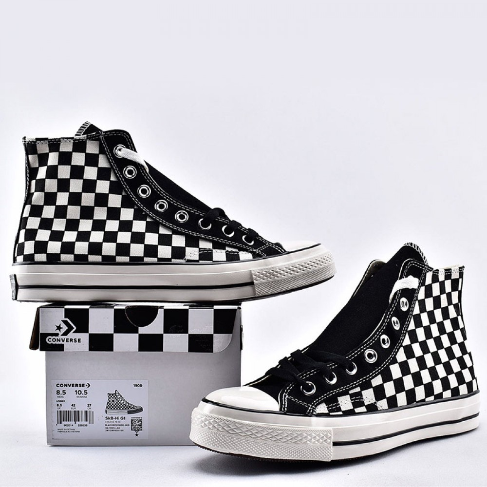 black and white checkered converse shoes