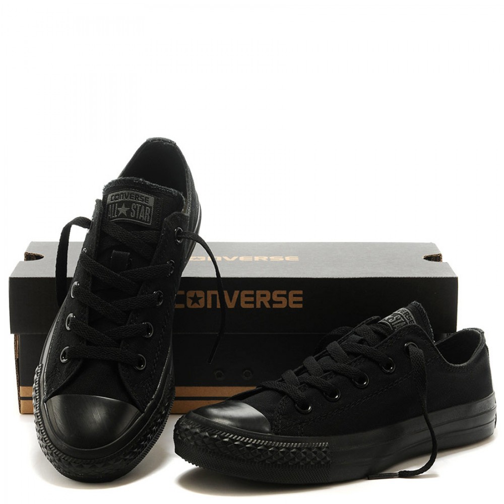 converse all black low