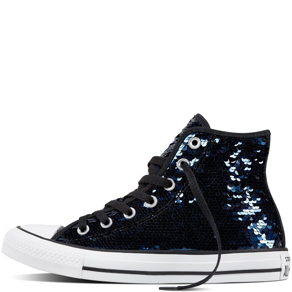 Star Sequin Blue Glitter Womens Shoes 