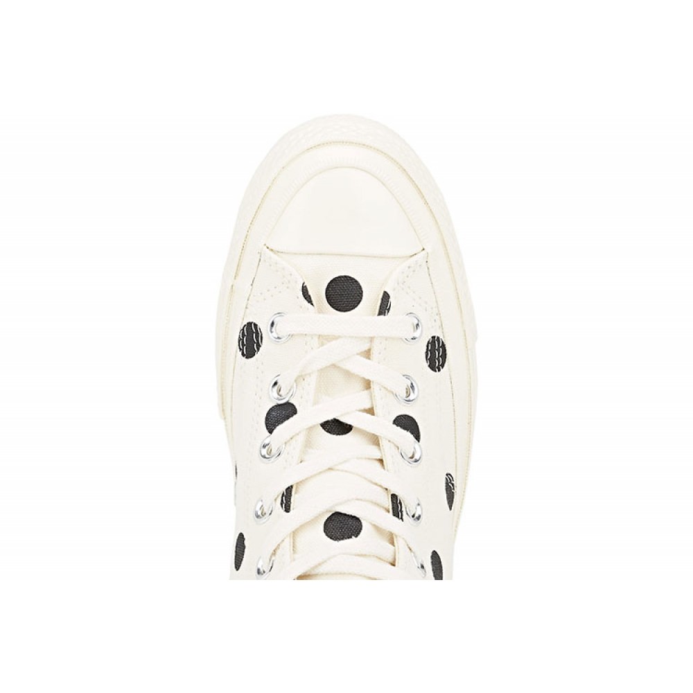 red and white polka dot converse