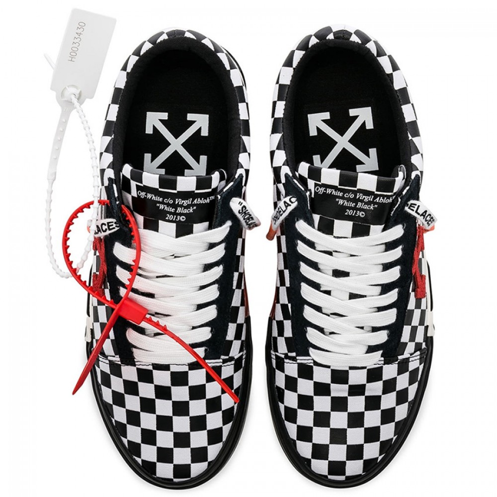off white checkered low top sneakers