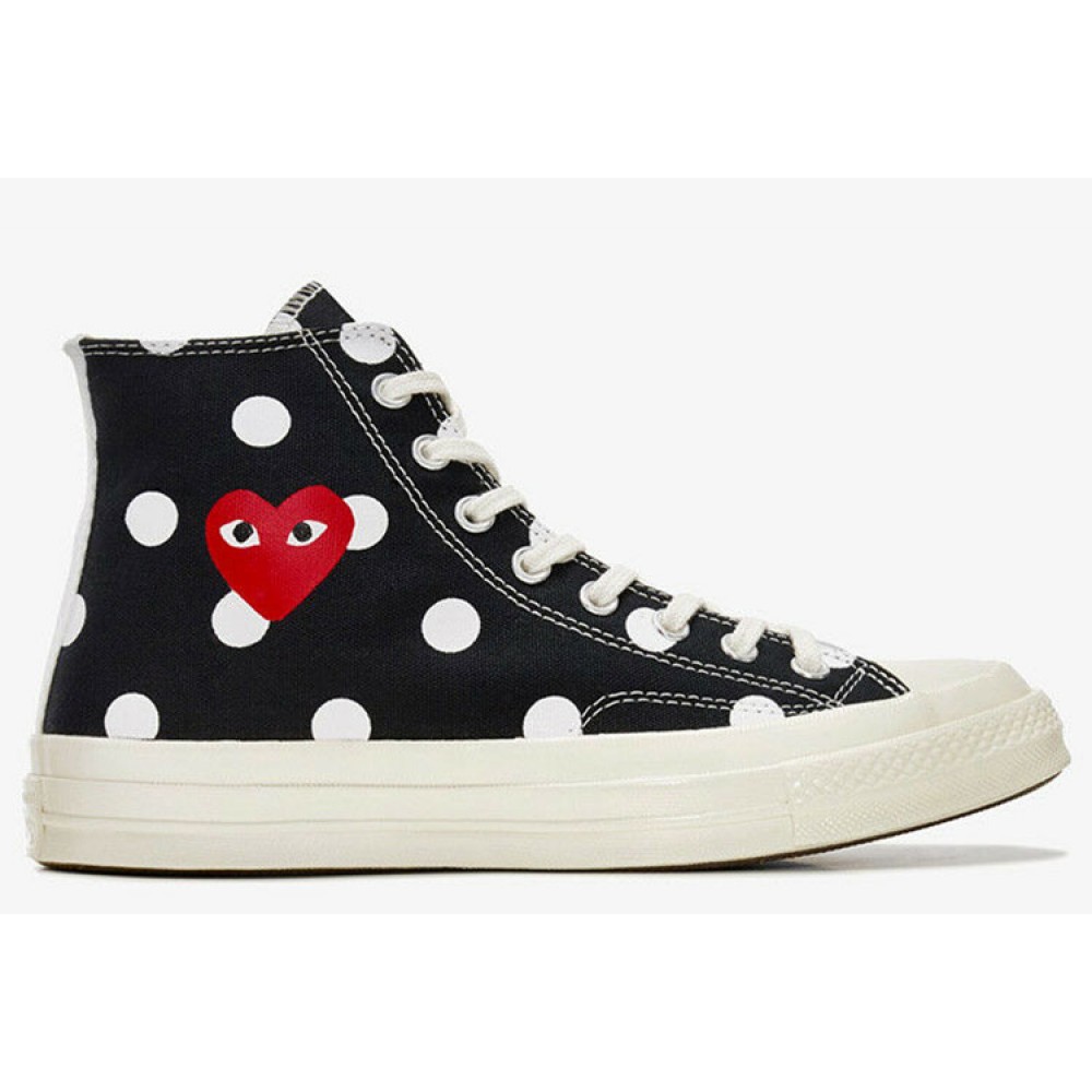 converse with red heart on